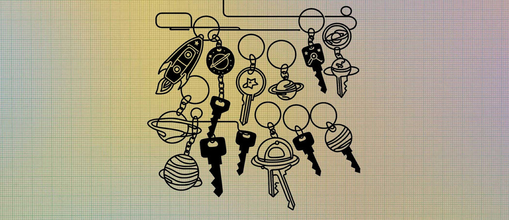 drawing of keychains on graph paper