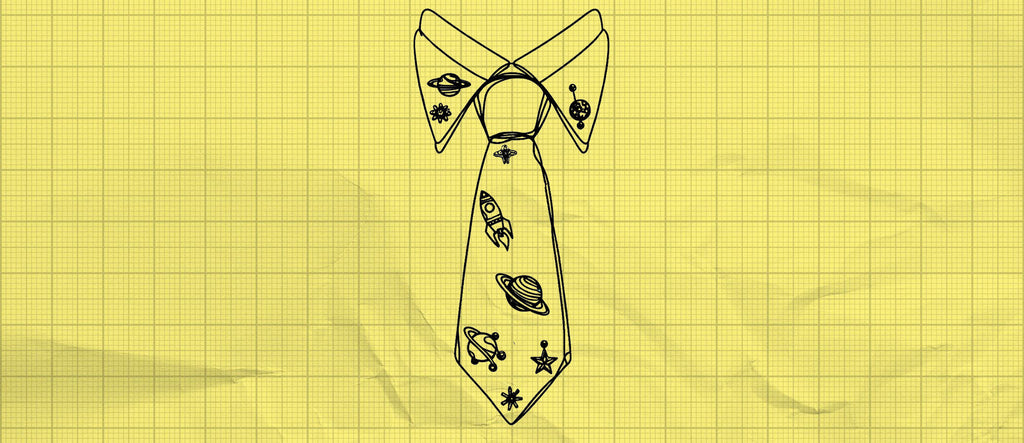 drawing of pins on tie on graph paper