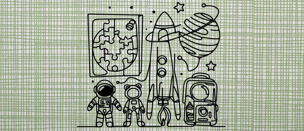 drawing of toys on graph paper